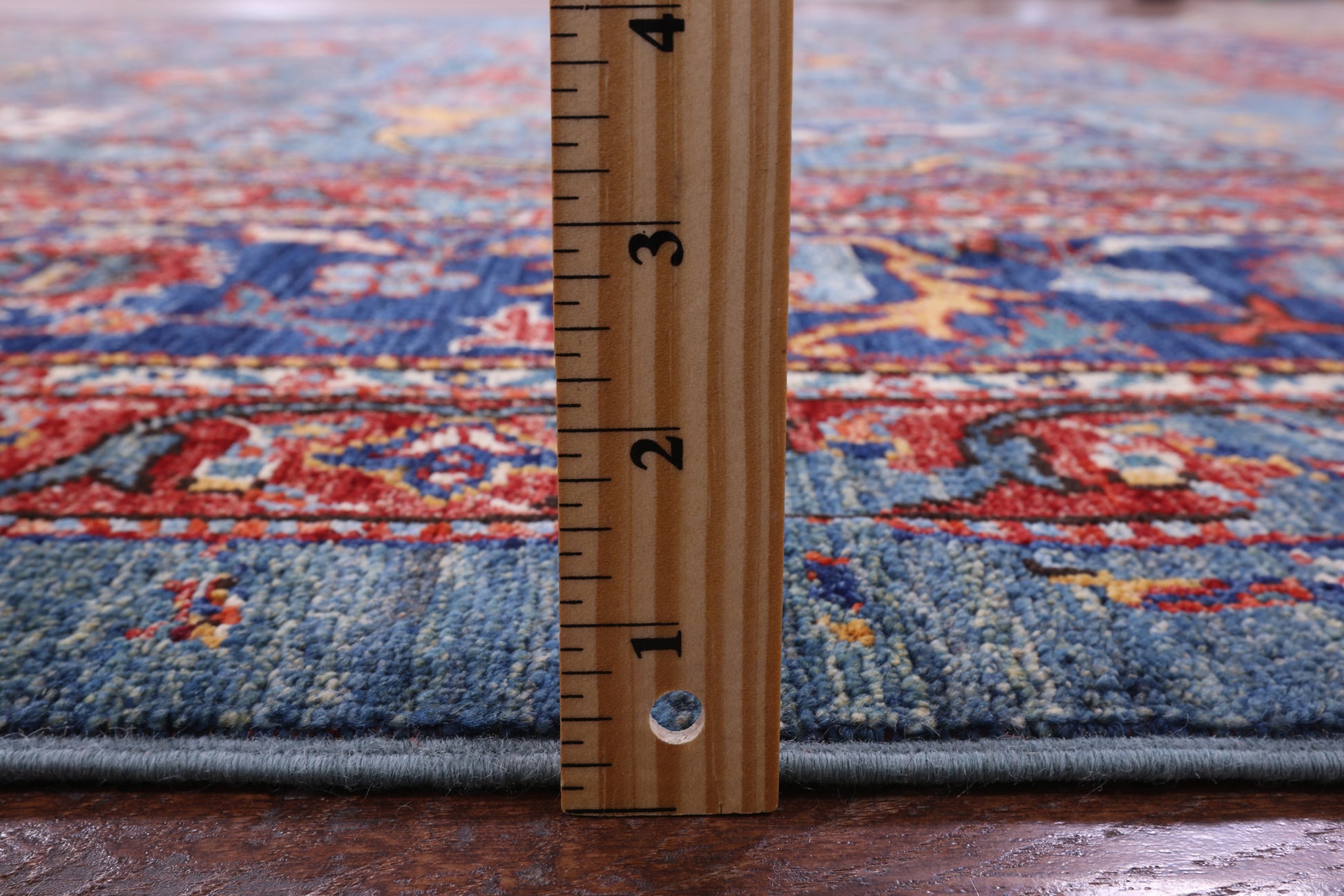 Blue Persian Fine Serapi Hand Knotted Wool Rug - 9' 0" X 11' 11" - Golden Nile