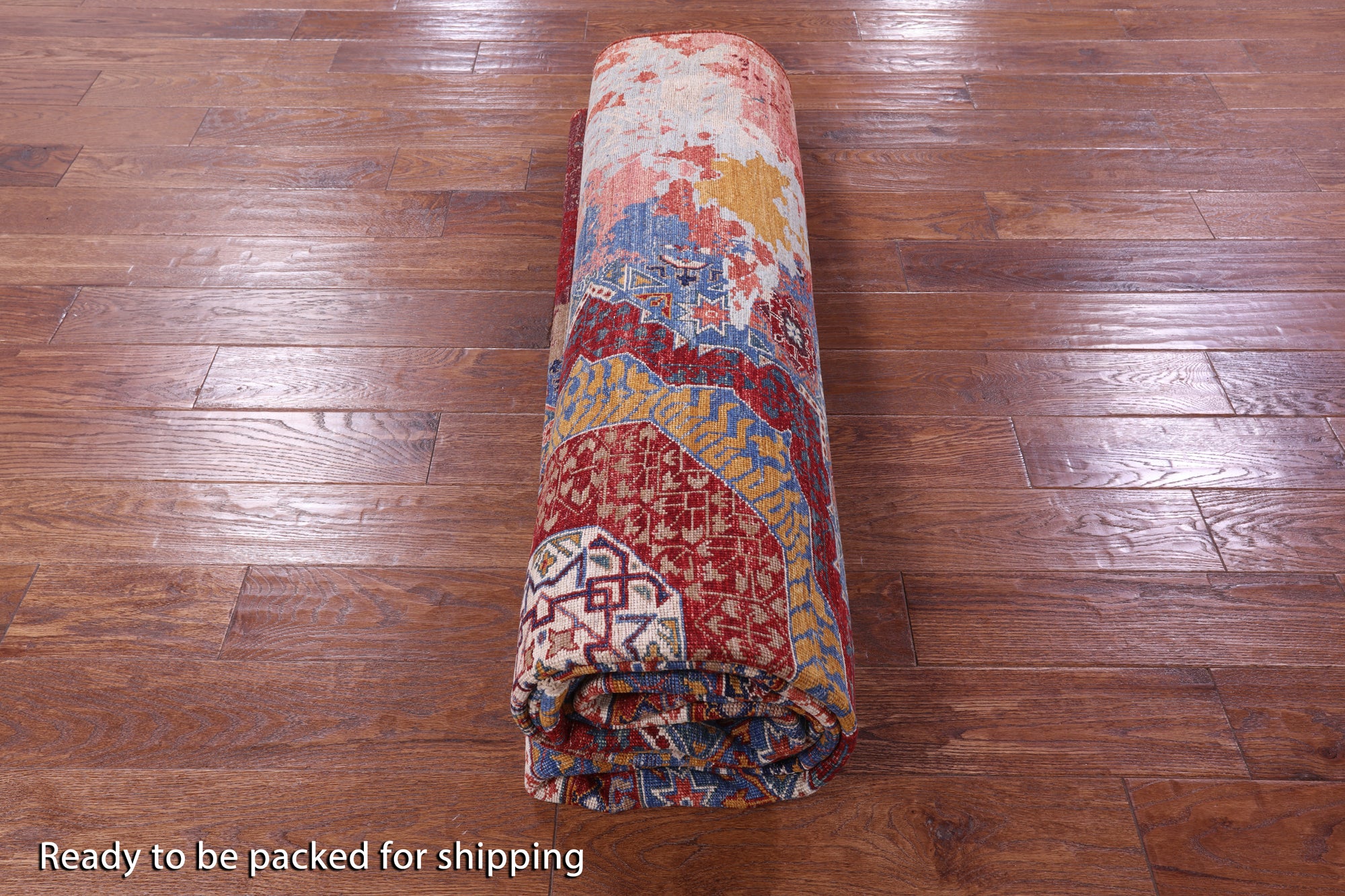 Geometric Persian Mamluk Hand Knotted Wool Rug - 8' 3" X 11' 5" - Golden Nile