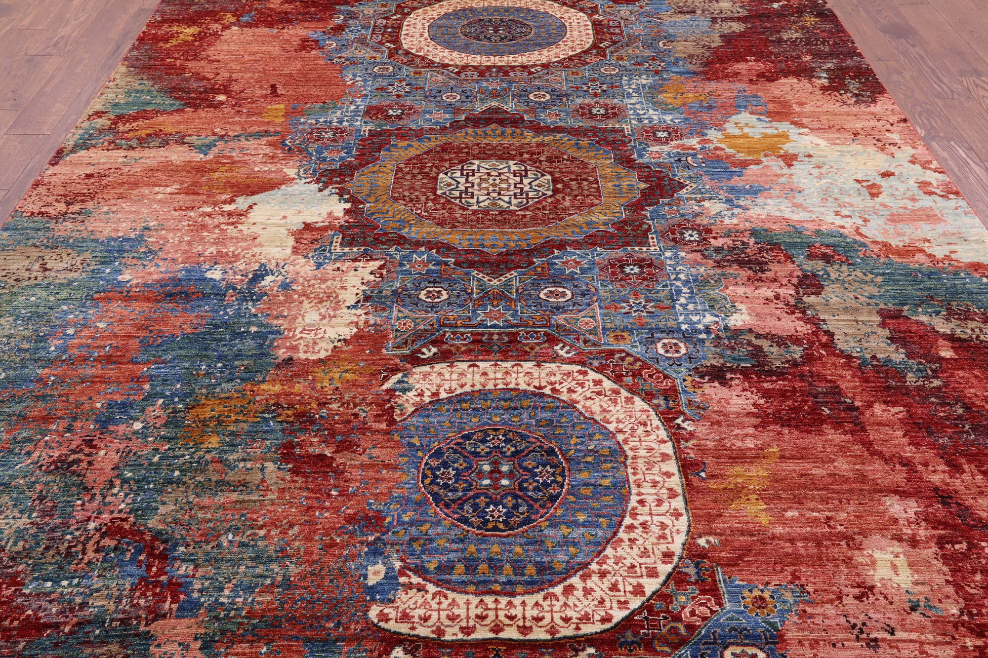 Geometric Persian Mamluk Hand Knotted Wool Rug - 8' 3" X 11' 5" - Golden Nile
