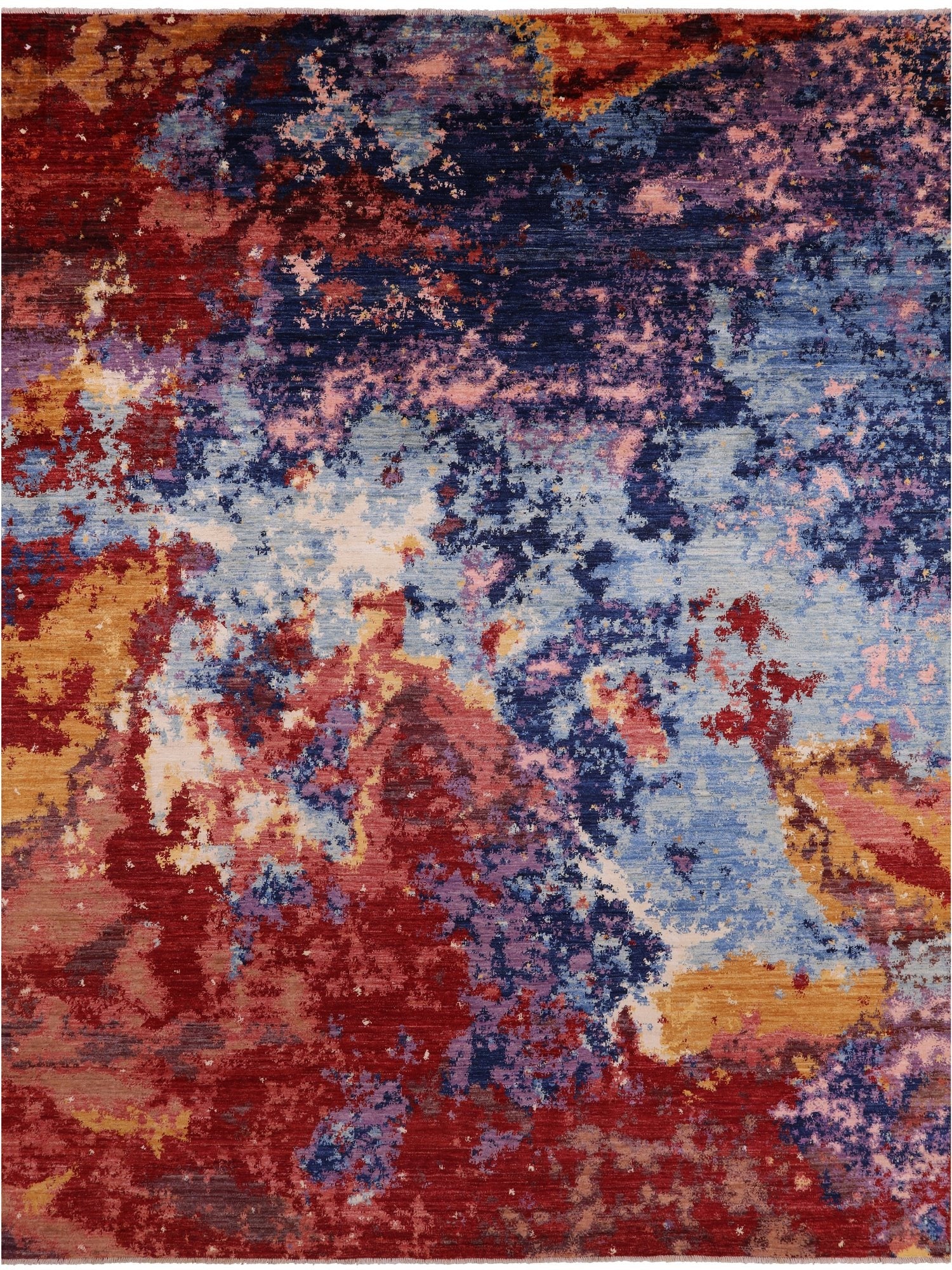 Abstract Contemporary Hand Knotted Wool Rug - 9' 0" X 11' 8" - Golden Nile