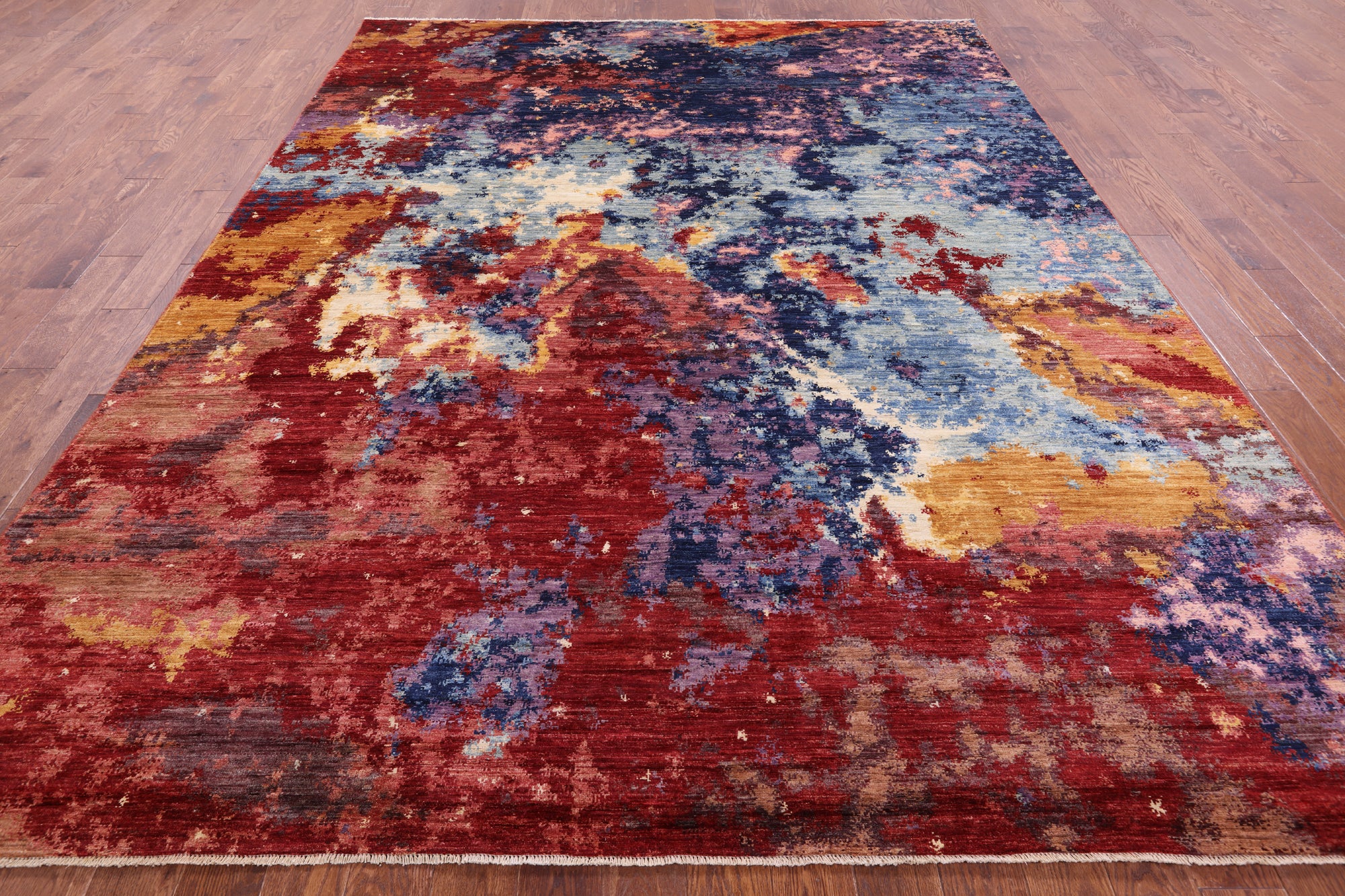 Abstract Contemporary Hand Knotted Wool Rug - 9' 0" X 11' 8" - Golden Nile