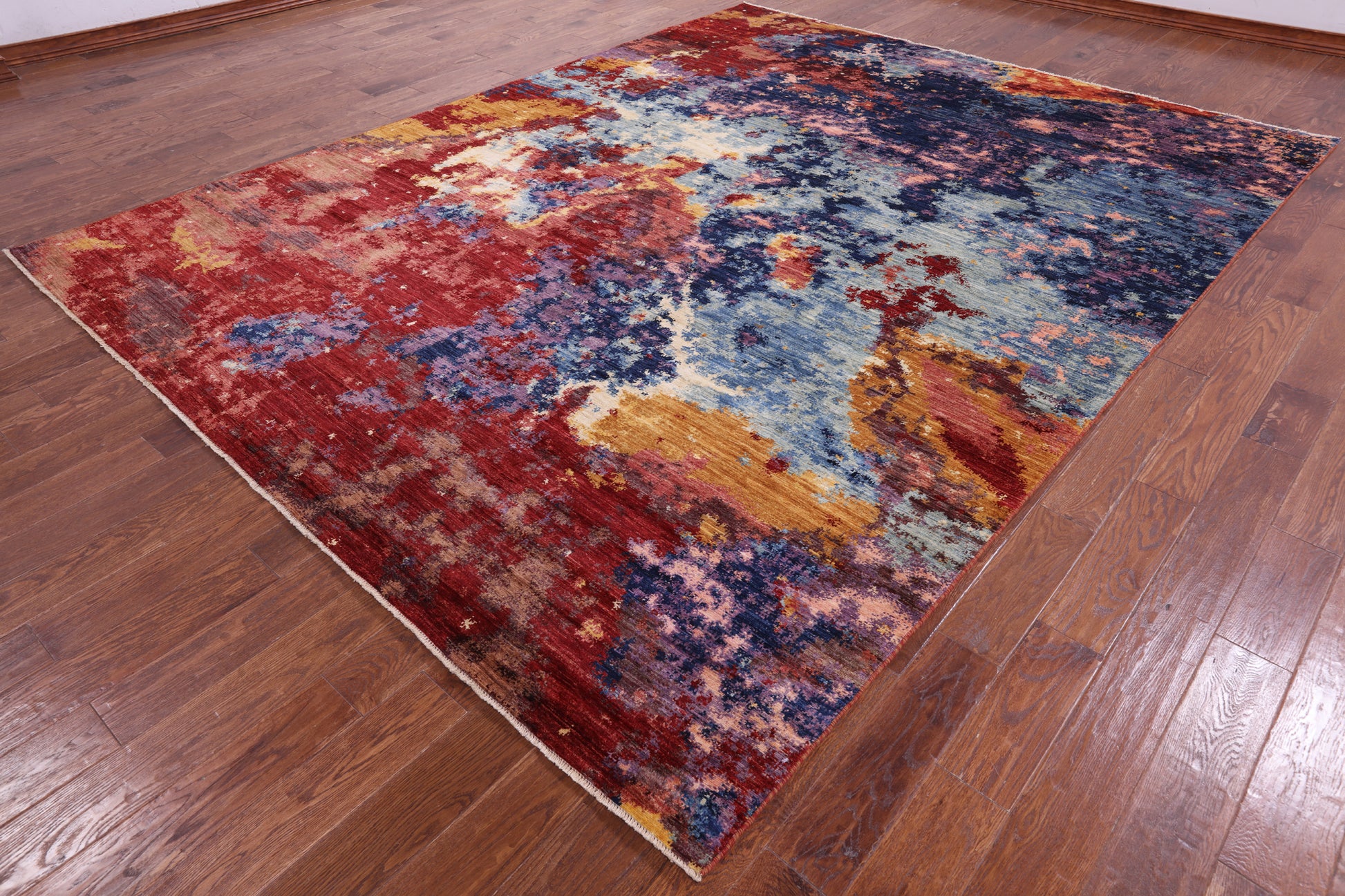 Abstract Contemporary Hand Knotted Wool Rug - 9' 0" X 11' 8" - Golden Nile