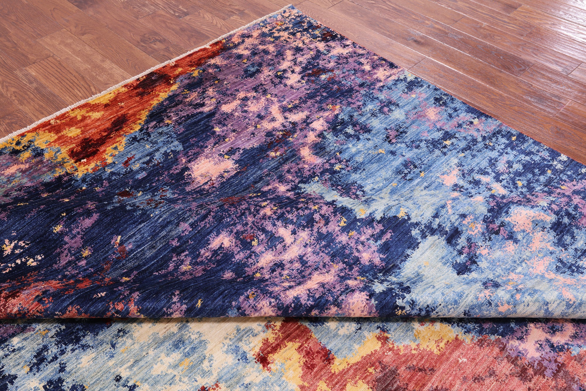 Abstract Contemporary Hand Knotted Wool Rug - 9' 0" X 11' 8" - Golden Nile