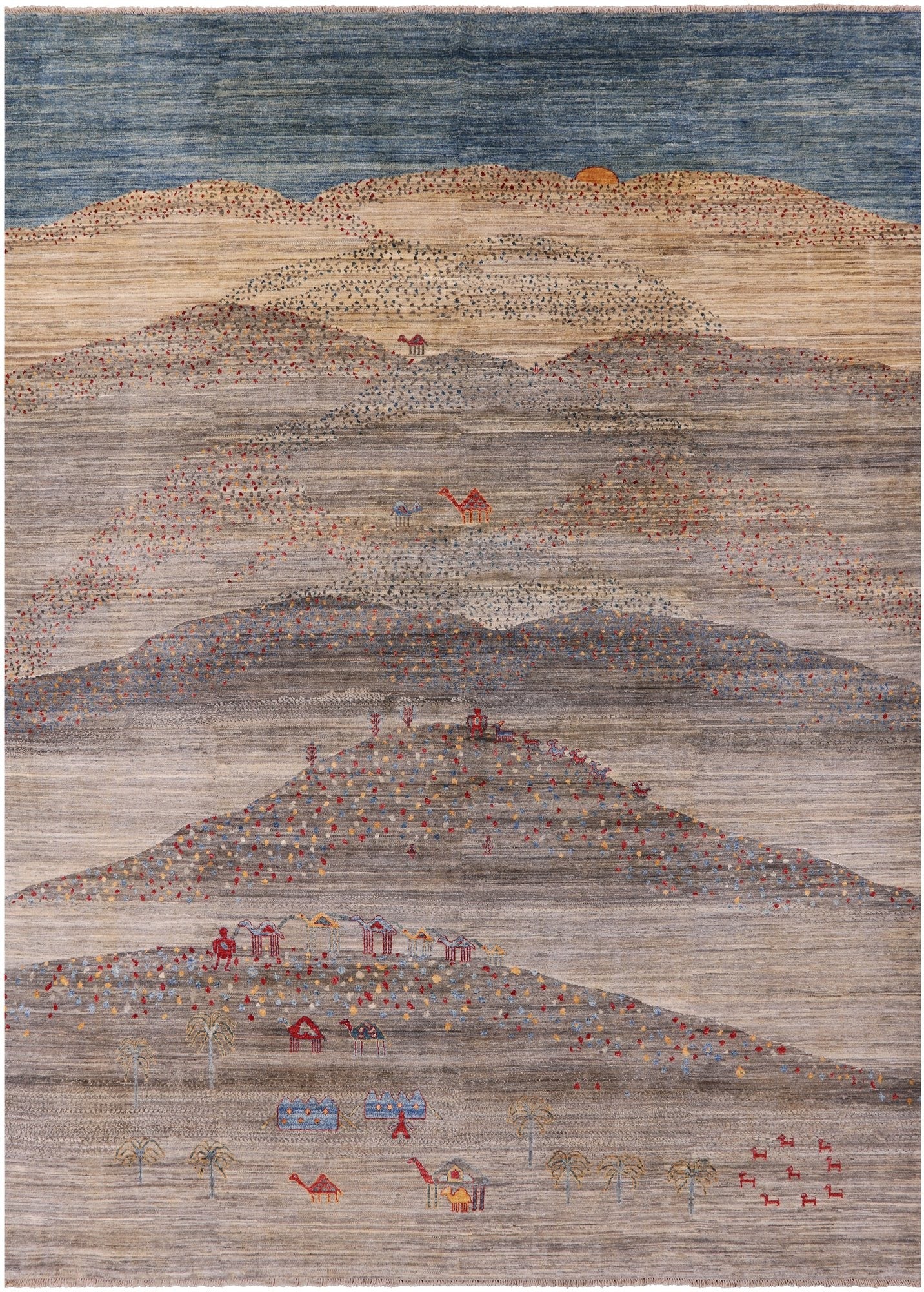 Tribal Persian Gabbeh Hand Knotted Wool Rug - 8' 10" X 11' 10" - Golden Nile