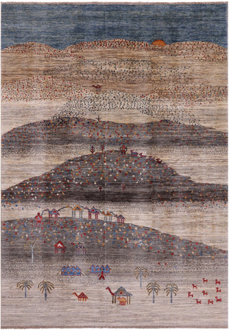 Tribal Persian Gabbeh Hand Knotted Wool Rug - 5' 7