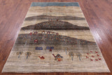 Tribal Persian Gabbeh Hand Knotted Wool Rug - 5' 7" X 8' 0" - Golden Nile