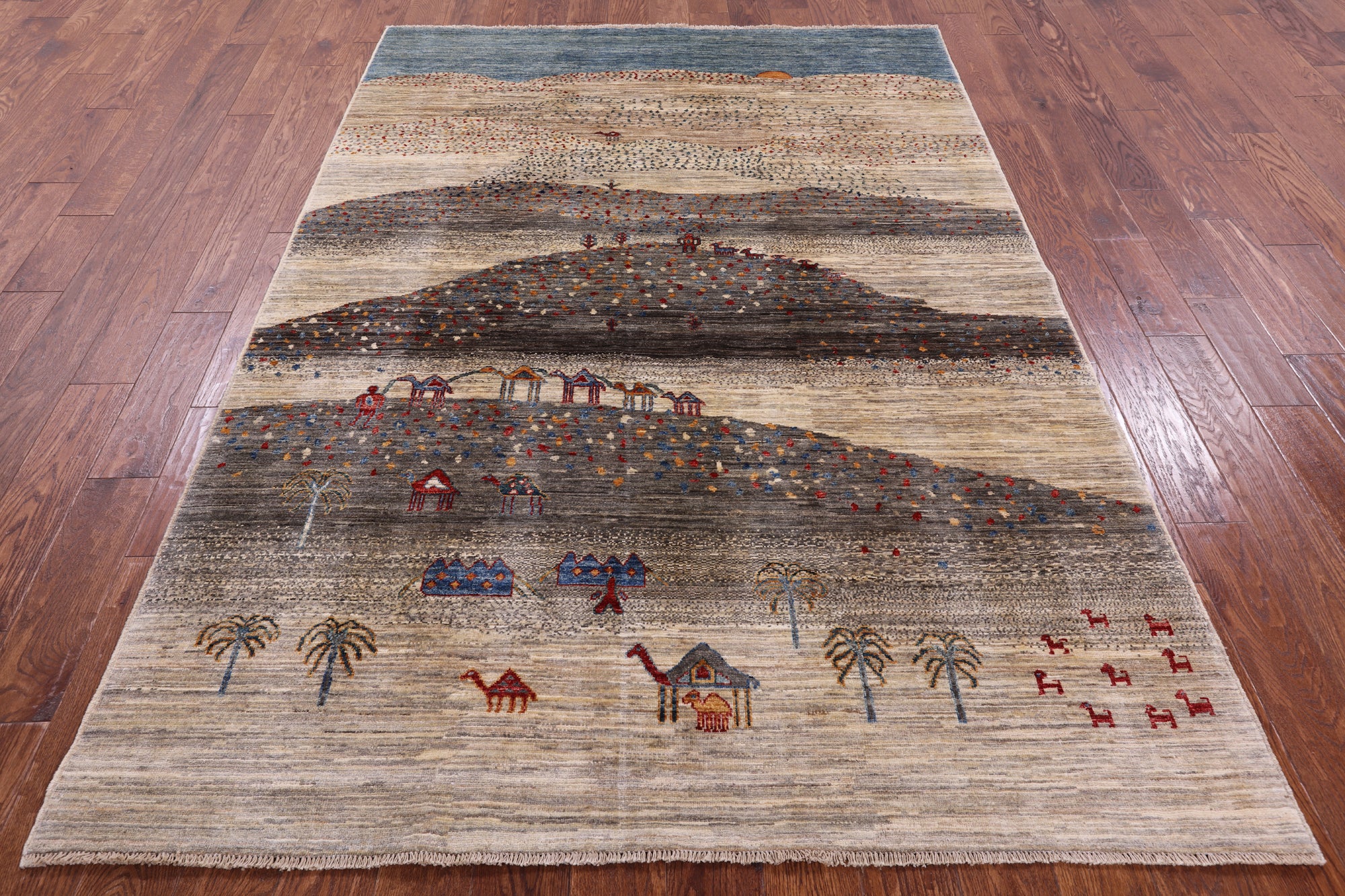 Tribal Persian Gabbeh Hand Knotted Wool Rug - 5' 7" X 8' 0" - Golden Nile