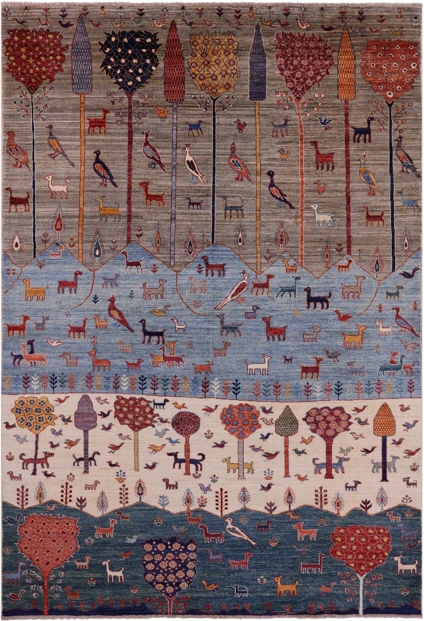 Tribal Persian Gabbeh Hand Knotted Wool Rug - 6' 6" X 10' 0" - Golden Nile
