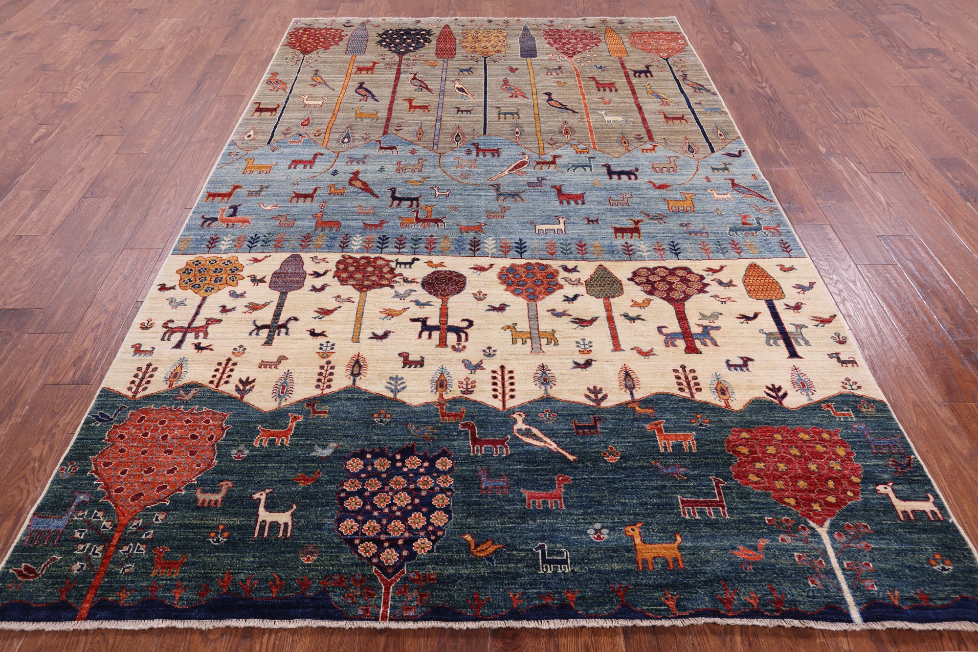 Tribal Persian Gabbeh Hand Knotted Wool Rug - 6' 6" X 10' 0" - Golden Nile