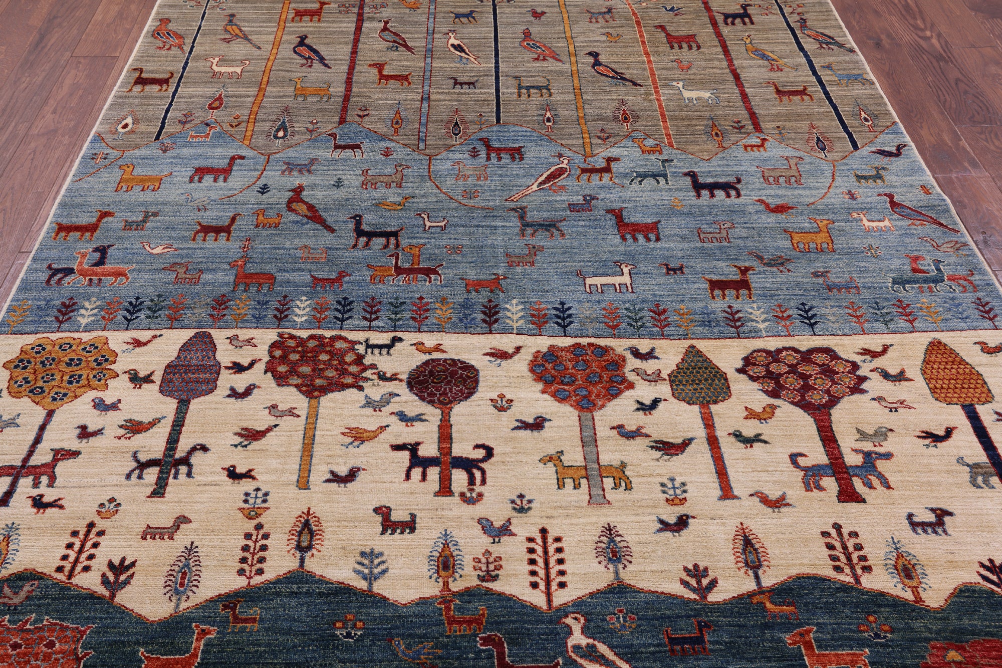 Tribal Persian Gabbeh Hand Knotted Wool Rug - 6' 6" X 10' 0" - Golden Nile