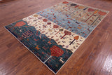 Tribal Persian Gabbeh Hand Knotted Wool Rug - 6' 6" X 10' 0" - Golden Nile