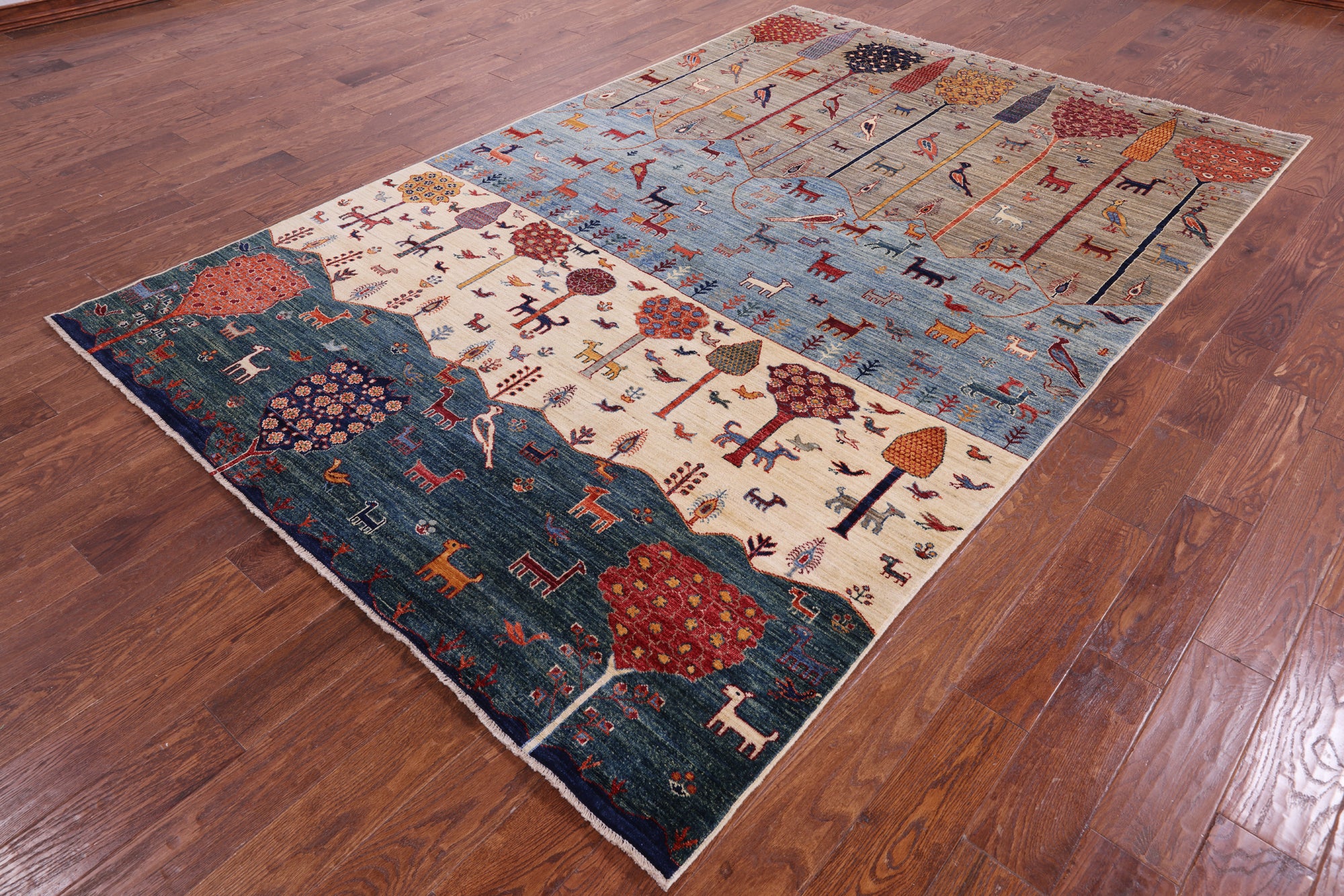 Tribal Persian Gabbeh Hand Knotted Wool Rug - 6' 6" X 10' 0" - Golden Nile