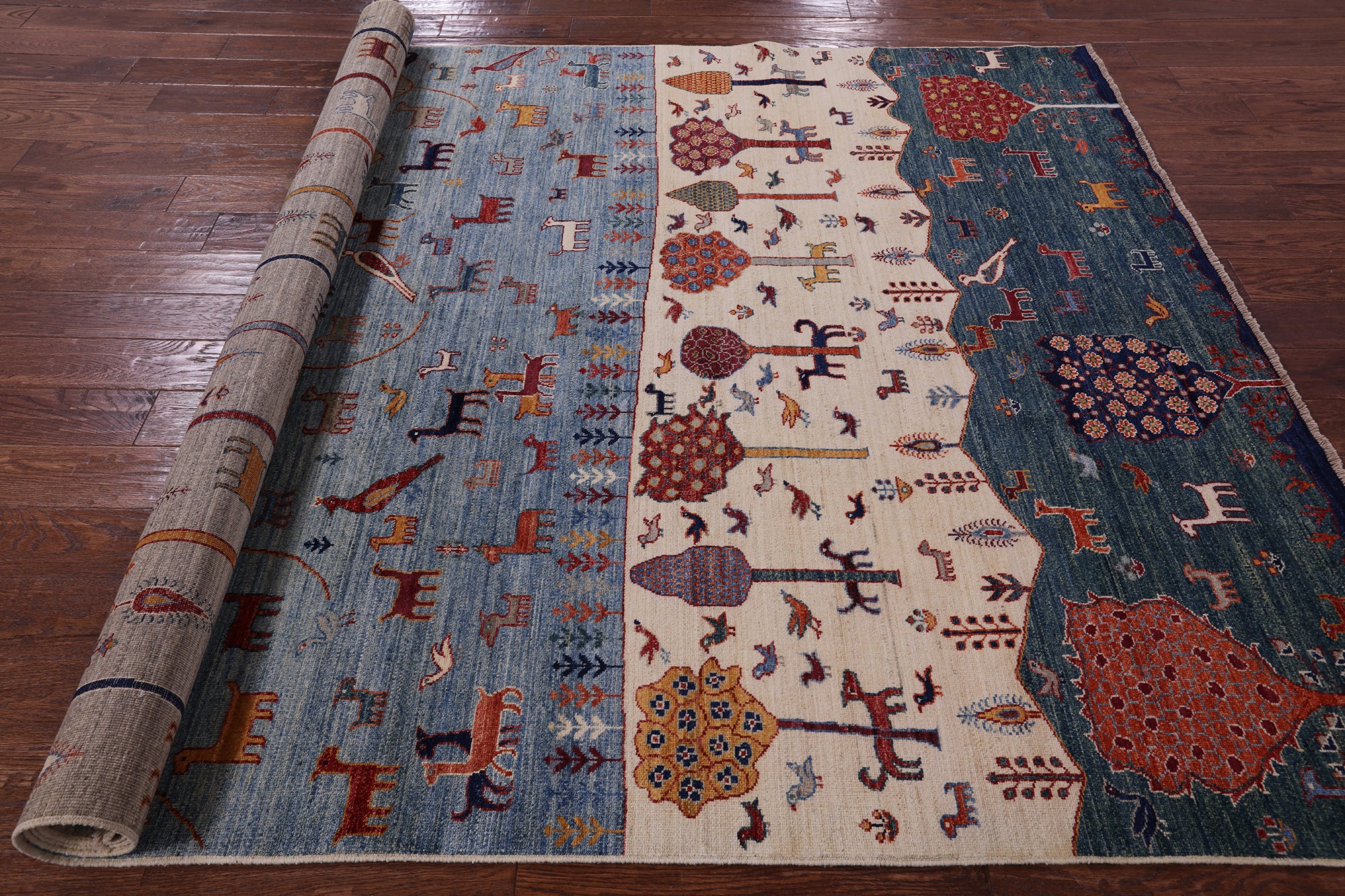 Tribal Persian Gabbeh Hand Knotted Wool Rug - 6' 6" X 10' 0" - Golden Nile