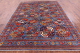 Blue Turkmen Ersari Handmade Wool Rug - 7' 11" X 10' 0" - Golden Nile