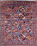 Blue Turkmen Ersari Handmade Wool Rug - 7' 11" X 10' 0" - Golden Nile