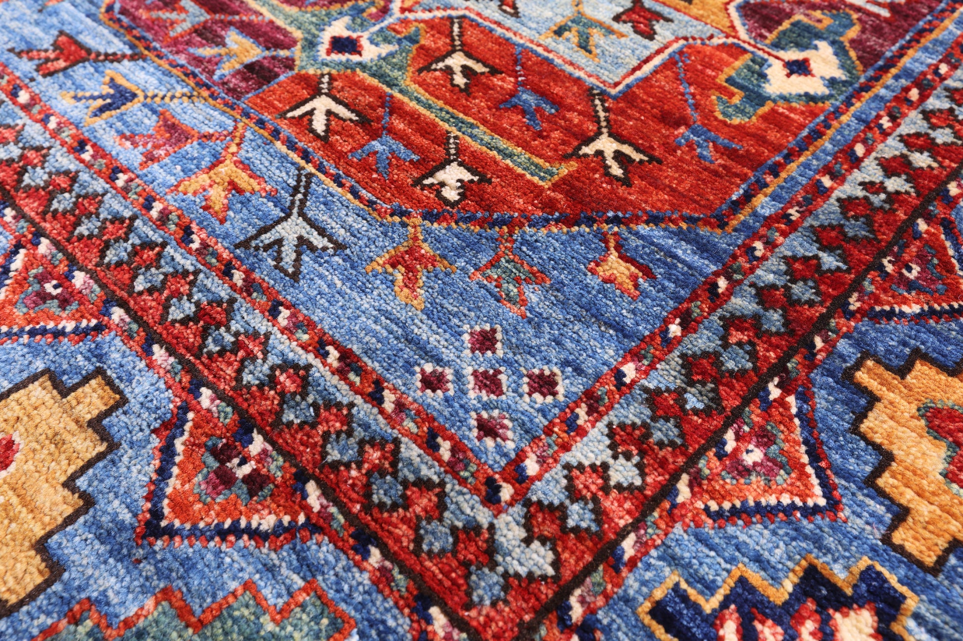 Blue Turkmen Ersari Handmade Wool Rug - 7' 11" X 10' 0" - Golden Nile