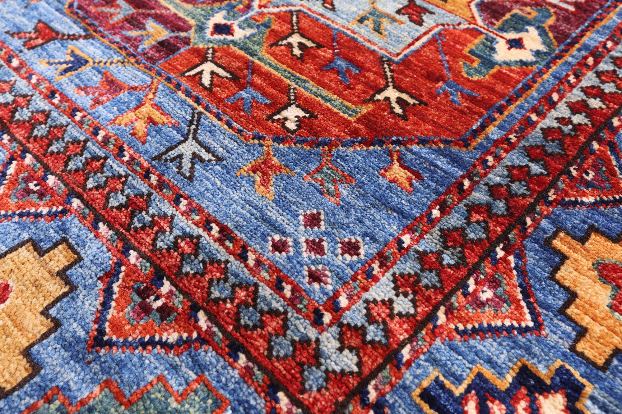Blue Turkmen Ersari Handmade Wool Rug - 7' 11" X 10' 0" - Golden Nile