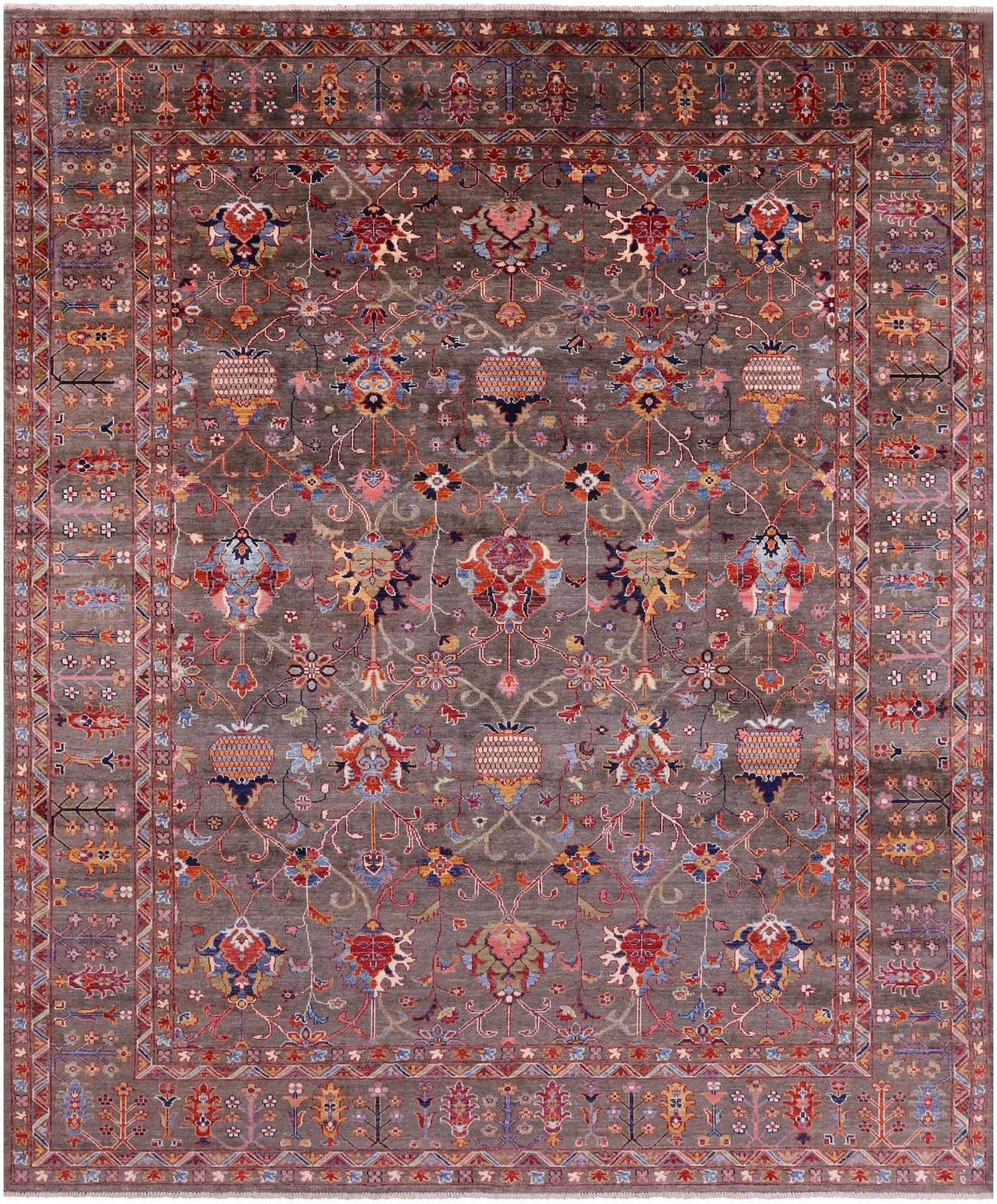 Peshawar Hand Knotted Wool Rug - 8' 0" X 9' 11" - Golden Nile