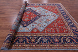 Blue Persian Fine Serapi Hand Knotted Wool Rug - 9' 10" X 13' 7" - Golden Nile