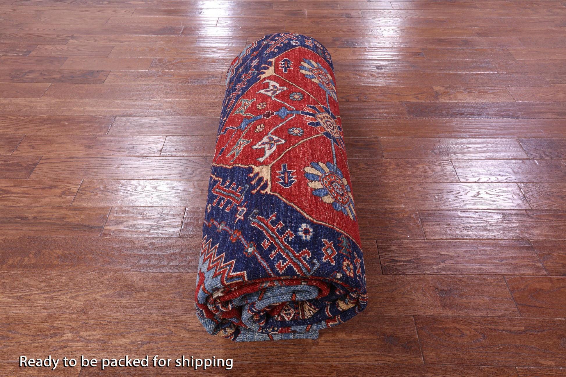 Blue Persian Fine Serapi Hand Knotted Wool Rug - 9' 10" X 13' 7" - Golden Nile