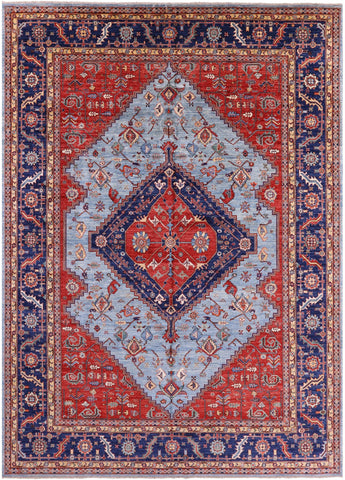 Blue Persian Fine Serapi Hand Knotted Wool Rug - 9' 10