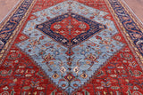 Blue Persian Fine Serapi Hand Knotted Wool Rug - 9' 10" X 13' 7" - Golden Nile