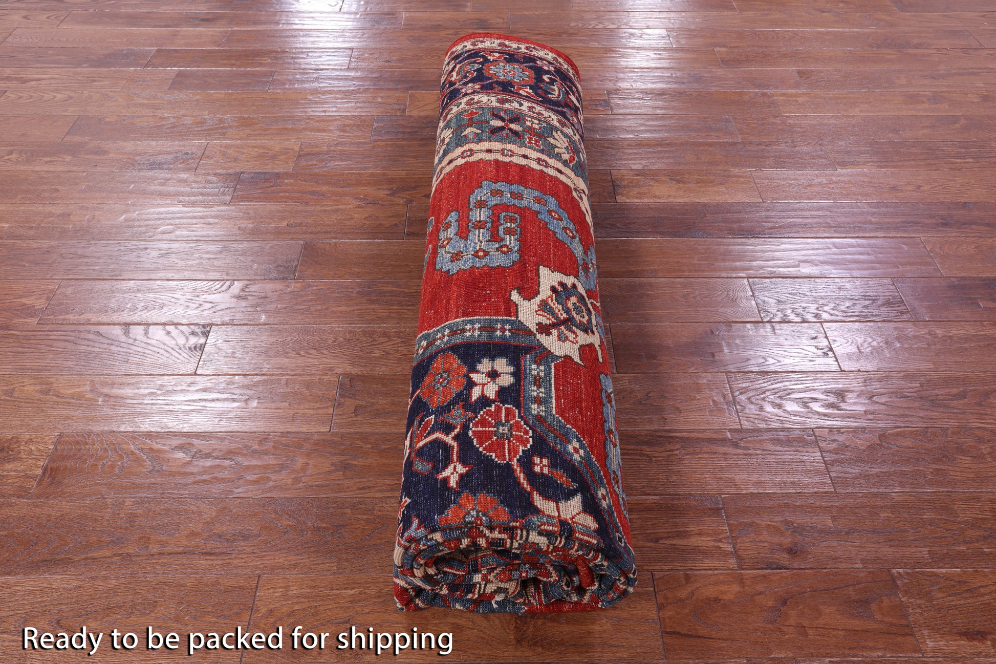 Red Persian Fine Serapi Handmade Wool Rug - 8' 11" X 12' 1" - Golden Nile