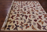 Ivory Butterflies Design Persian Gabbeh Hand Knotted Wool Rug - 8' 0" X 9' 10" - Golden Nile