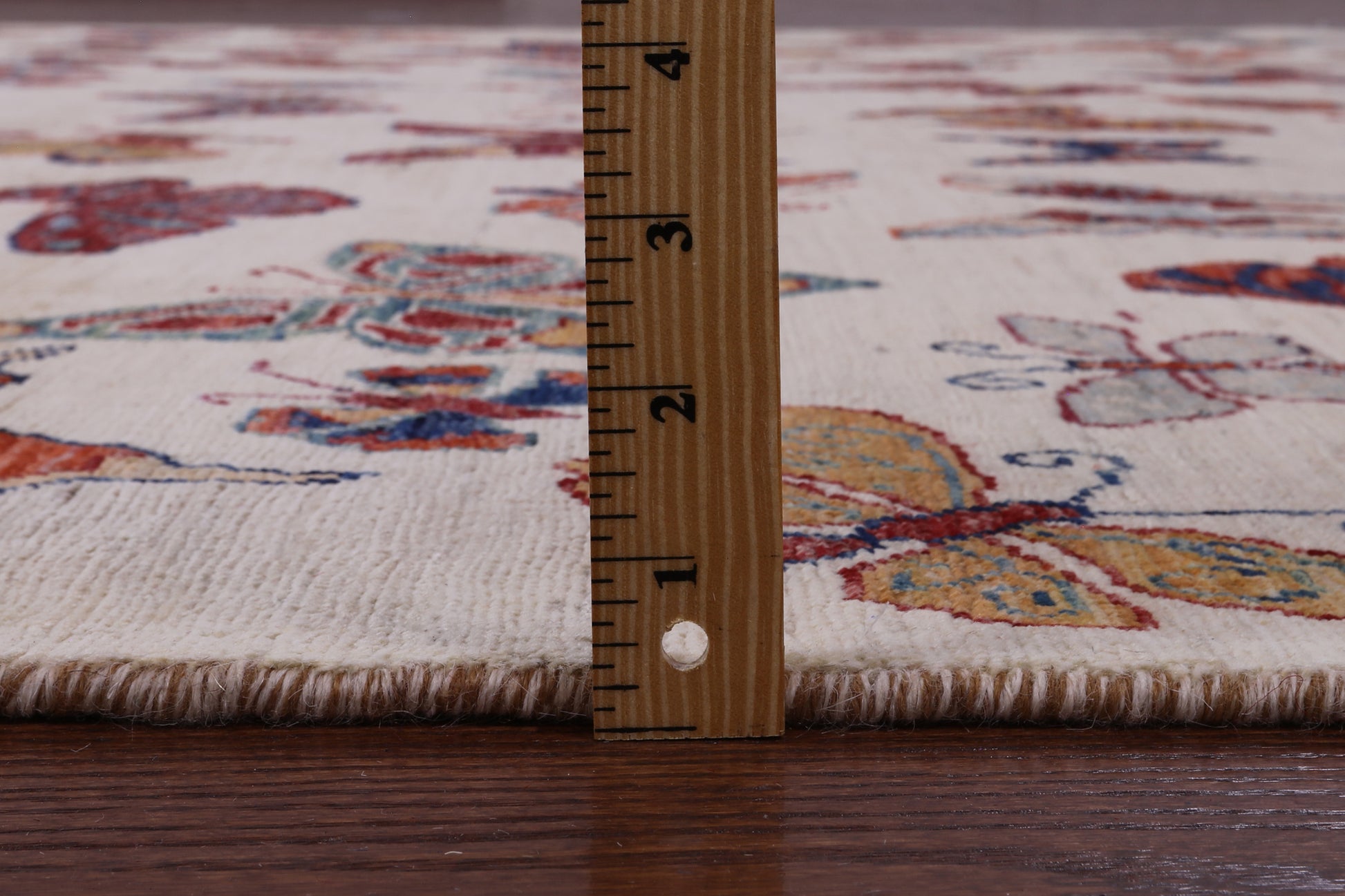 Ivory Butterflies Design Persian Gabbeh Hand Knotted Wool Rug - 8' 0" X 9' 10" - Golden Nile
