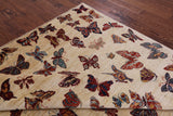 Ivory Butterflies Design Persian Gabbeh Hand Knotted Wool Rug - 8' 0" X 9' 10" - Golden Nile