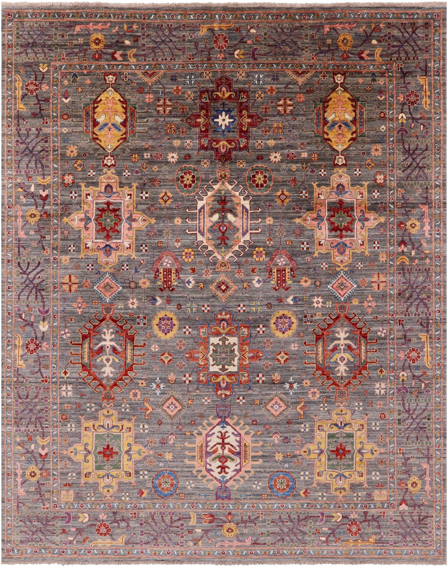 Persian Fine Serapi Handmade Wool Rug - 8' 1" X 9' 8" - Golden Nile