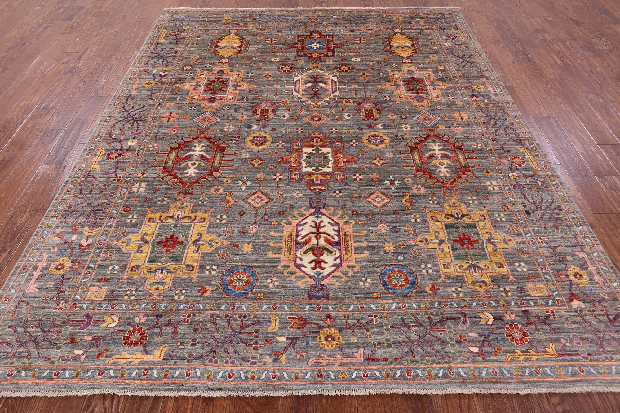 Persian Fine Serapi Handmade Wool Rug - 8' 1" X 9' 8" - Golden Nile