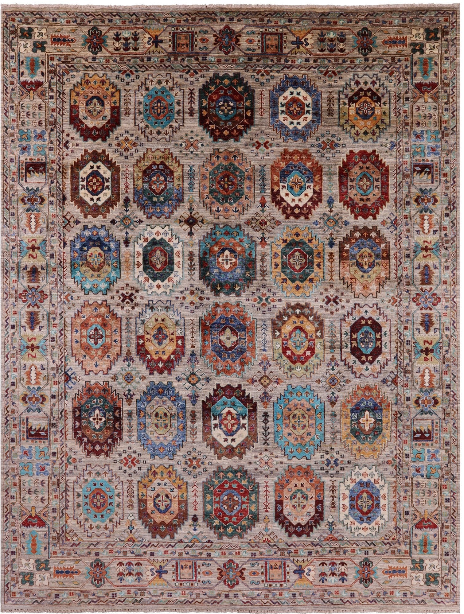 Turkmen Ersari Hand Knotted Wool Rug - 8' 0" X 10' 5" - Golden Nile