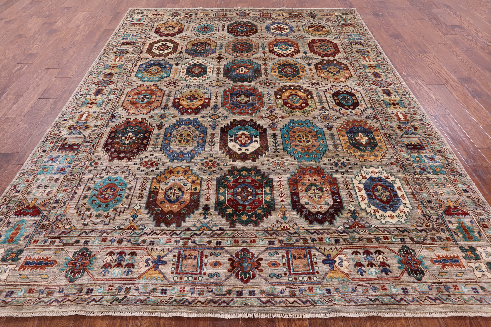 Turkmen Ersari Hand Knotted Wool Rug - 8' 0" X 10' 5" - Golden Nile