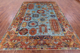 Blue Turkmen Ersari Hand Knotted Wool Rug - 8' 3" X 11' 6" - Golden Nile