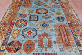 Blue Turkmen Ersari Hand Knotted Wool Rug - 8' 3" X 11' 6" - Golden Nile