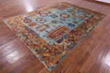 Blue Turkmen Ersari Hand Knotted Wool Rug - 8' 3" X 11' 6" - Golden Nile