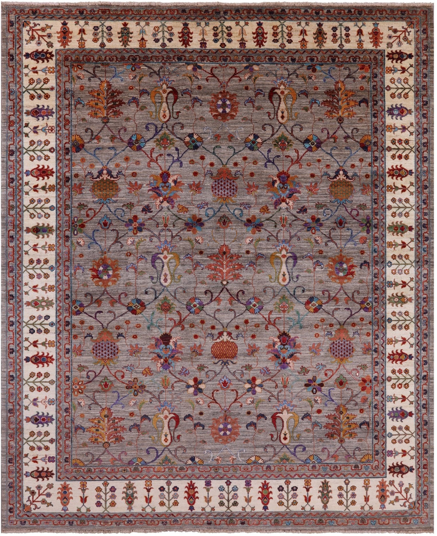 Peshawar Hand Knotted Wool Rug - 8' 5" X 10' 1" - Golden Nile