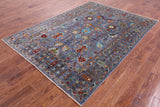Peshawar Hand Knotted Wool Rug - 5' 9" X 8' 0" - Golden Nile