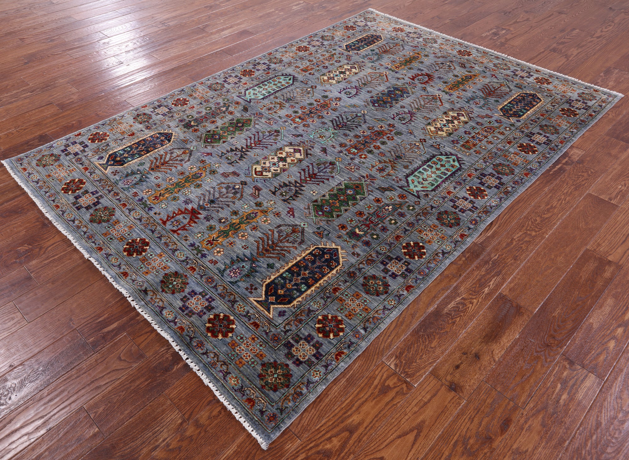 Turkmen Ersari Hand Knotted Wool Rug - 5' 8" X 8' 5" - Golden Nile