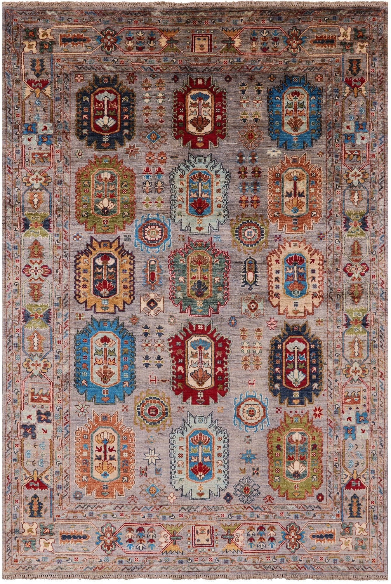 Turkmen Ersari Handmade Wool Rug - 5' 8" X 8' 2" - Golden Nile
