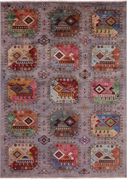 Turkmen Ersari Hand Knotted Wool Rug - 5' 9" X 7' 10" - Golden Nile