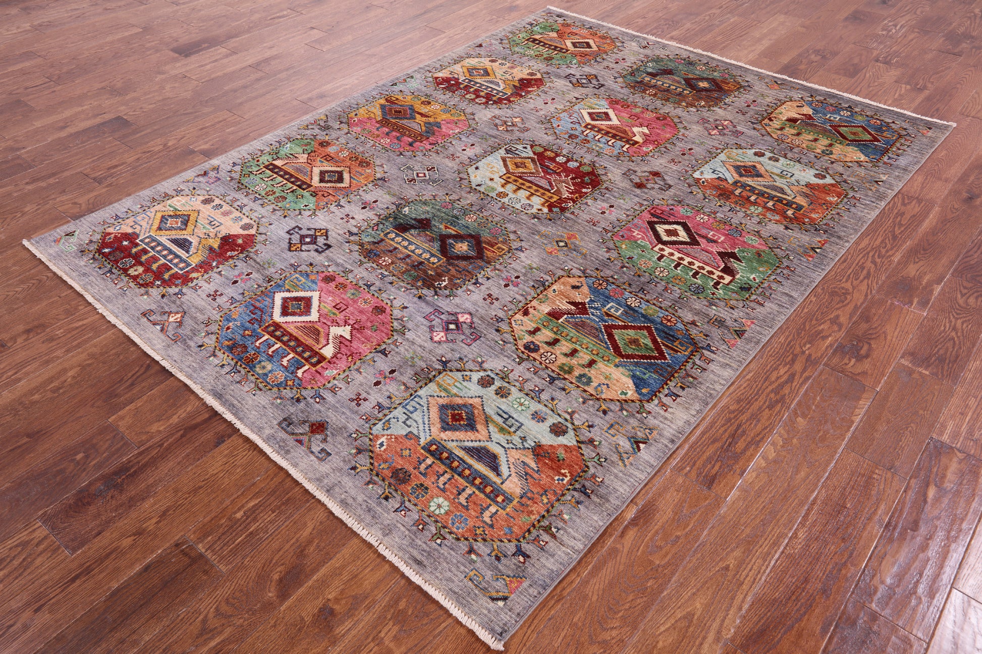 Turkmen Ersari Hand Knotted Wool Rug - 5' 9" X 7' 10" - Golden Nile
