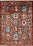 Brown Turkmen Ersari Handmade Wool Rug - 5' 7" X 7' 7" - Golden Nile