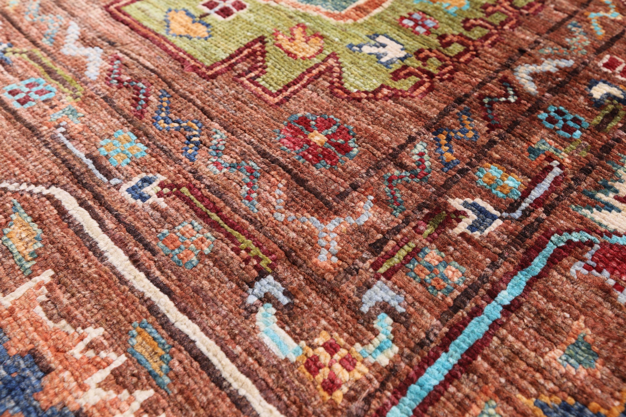 Brown Turkmen Ersari Handmade Wool Rug - 5' 7" X 7' 7" - Golden Nile