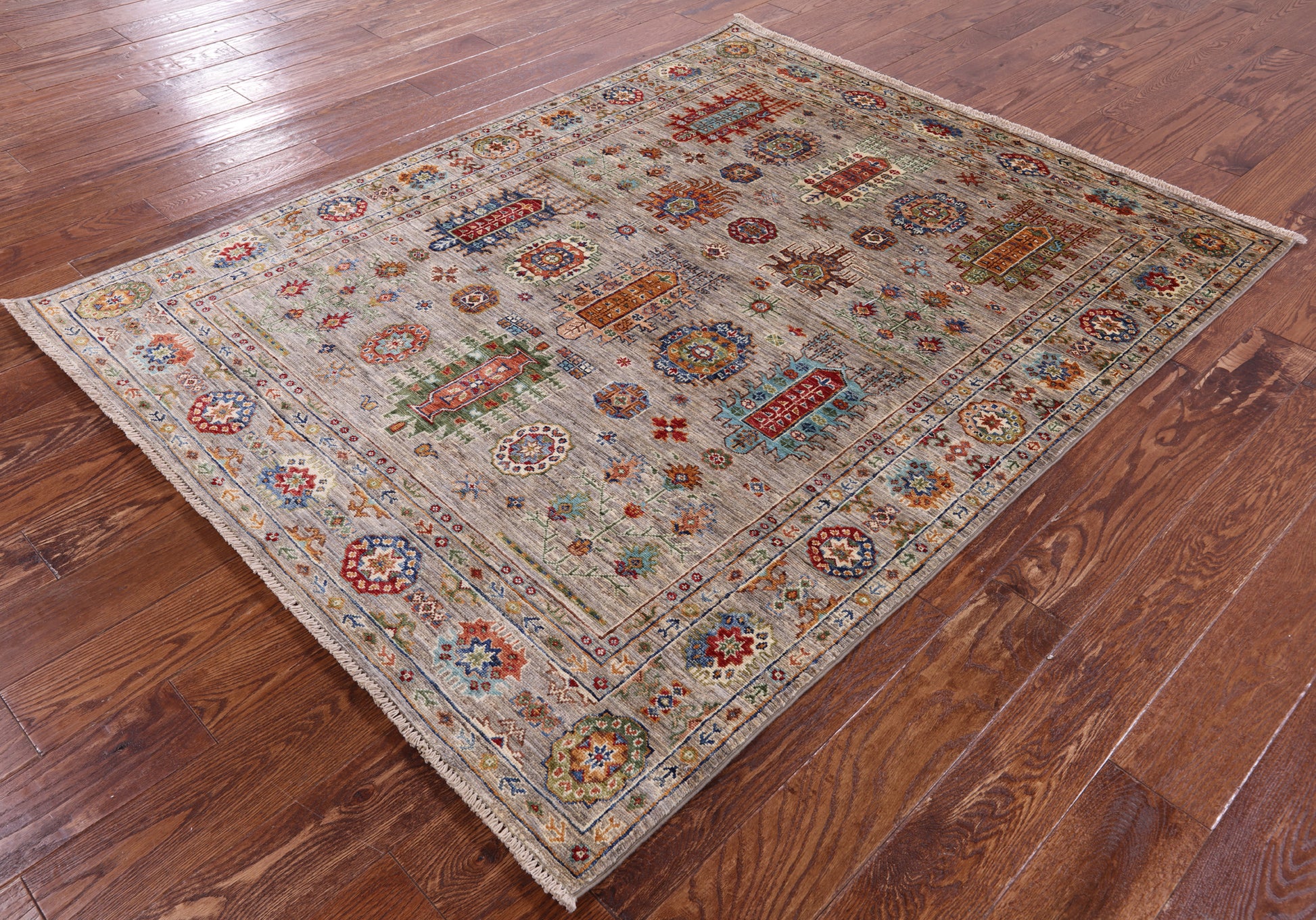 Tribal Persian Handmade Wool Rug - 5' 0" X 6' 5" - Golden Nile