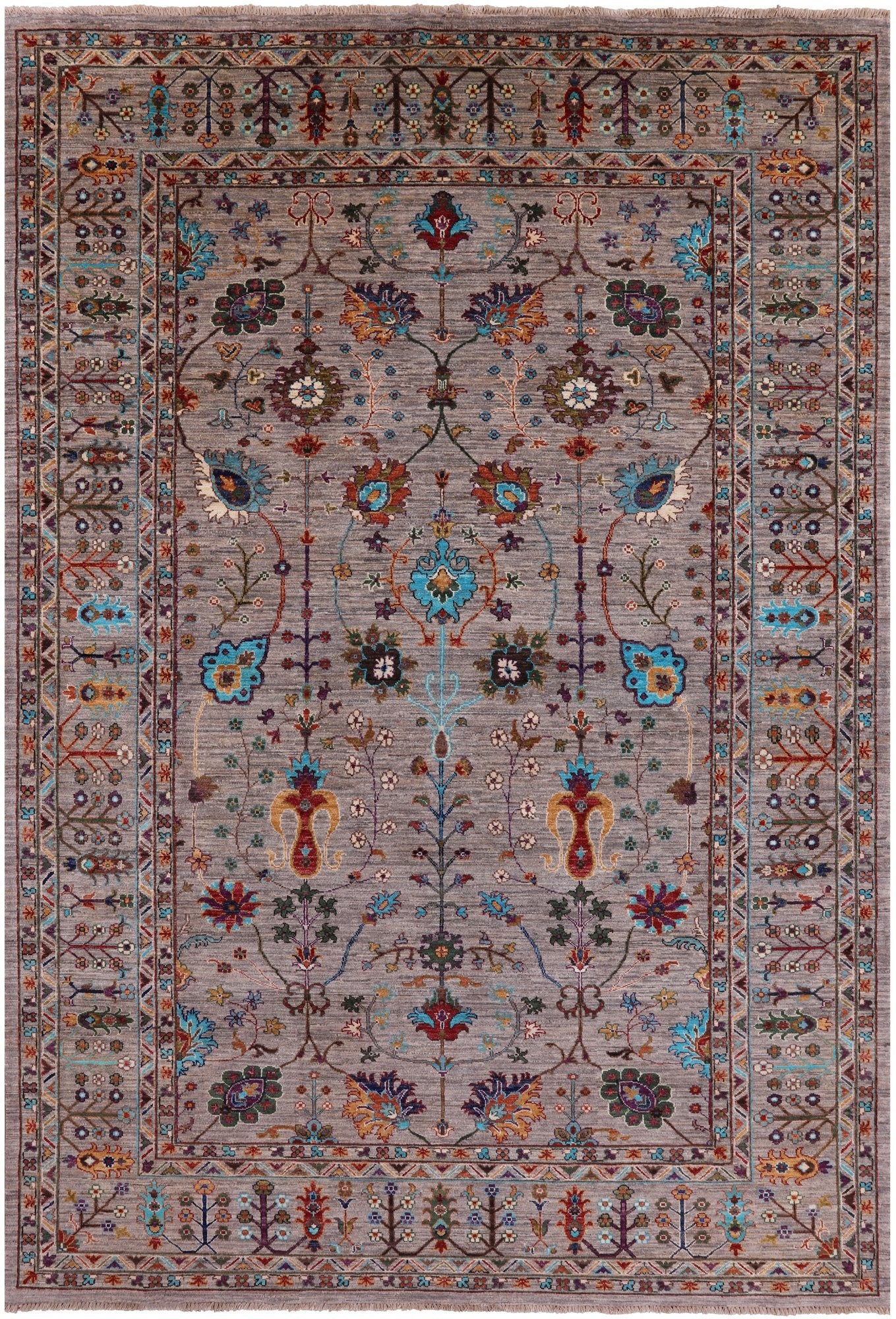Peshawar Hand Knotted Wool Rug - 6' 7" X 9' 6" - Golden Nile