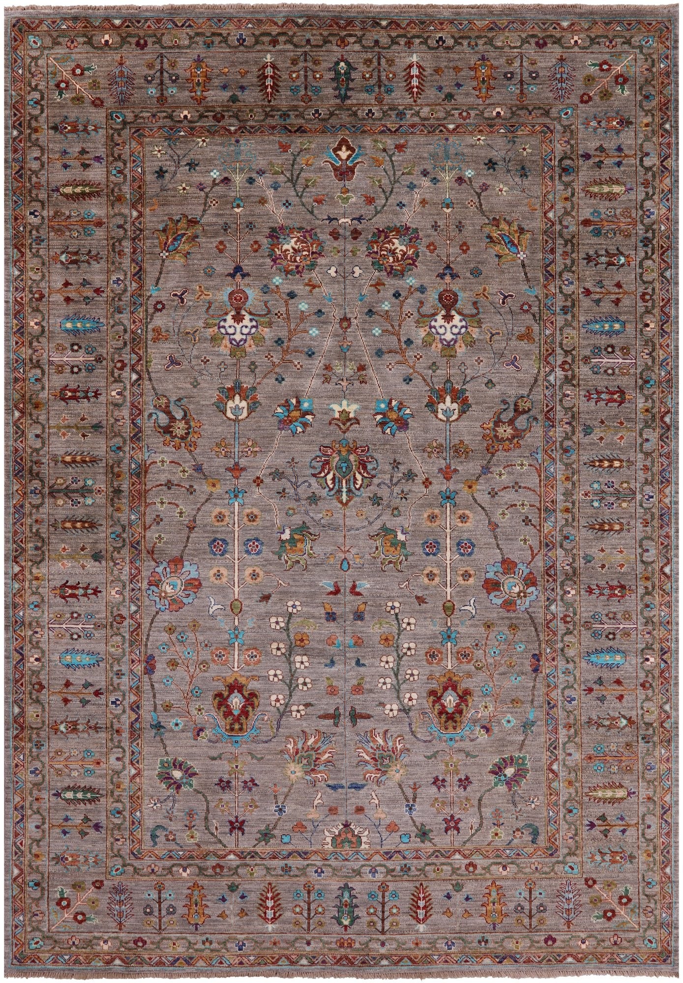 Peshawar Hand Knotted Wool Rug - 7' 0" X 10' 0" - Golden Nile