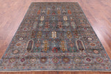 Grey Turkmen Ersari  Hand Knotted Wool Rug - 6' 7" X 9' 9" - Golden Nile