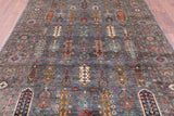 Grey Turkmen Ersari  Hand Knotted Wool Rug - 6' 7" X 9' 9" - Golden Nile